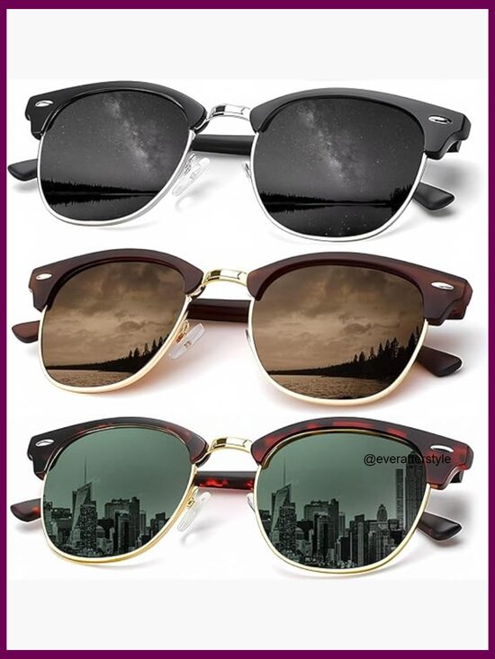 Polarized Semi-Rimless Sunglasses with Metal Frame UV400 Protection main image 7